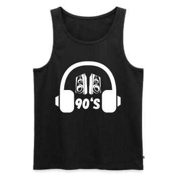 90er Kopfhörer Retro - Männer Premium Bio Tank Top - Schwarz - Vorne - AI Model Male 178 light (178cm)