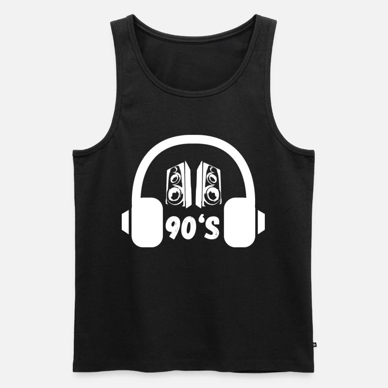 90er Kopfhörer Retro - Männer Premium Bio Tank Top - Schwarz
