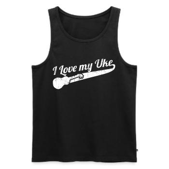 I Love My Uke - Männer Premium Bio Tank Top - Schwarz - Vorne - AI Model Male 178 light (178cm)