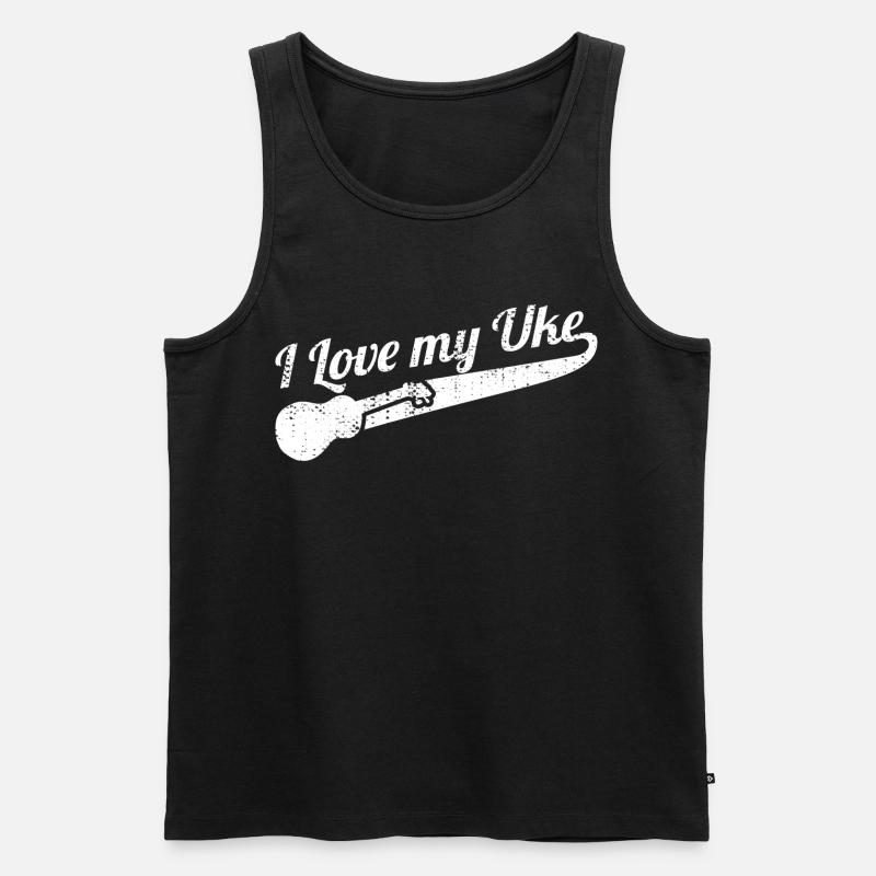 I Love My Uke - Männer Premium Bio Tank Top - Schwarz