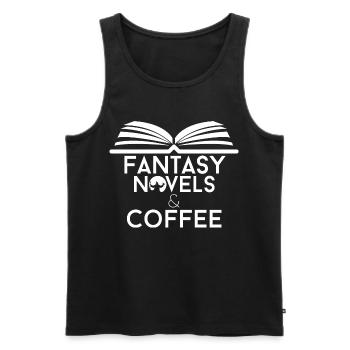 Book Lover Fantasy Novels and Coffee - Men's Premium Organic Tank Top - black - Front - AI Model Male 178 light (178cm)