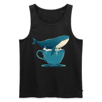 Wal in Teetasse - Männer Premium Bio Tank Top - Schwarz - Vorne - AI Model Male 178 light (178cm)