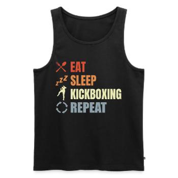 Eat Sleep Kickbox Repeat - Men's Premium Organic Tank Top - black - Front - AI Model Male 178 light (178cm)