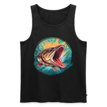 Pike - Men's Premium Organic Tank Top - black - Front - AI Model Male 178 light (178cm)