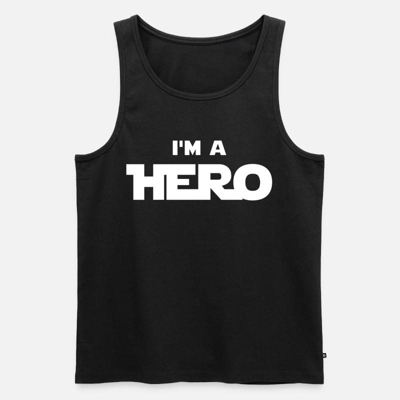 Ich bin ein Held (weiß) - Männer Premium Bio Tank Top - Schwarz
