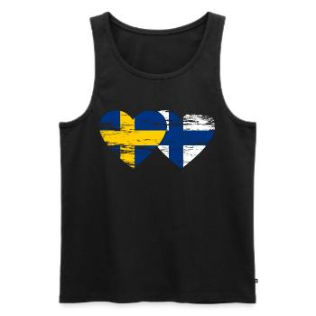Suède Finlande Drapeau Coeur utilisé - Débardeur bio Premium Homme - noir - Devant - Michal (187cm)