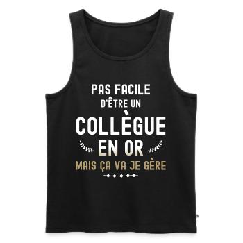 Future Retraitée Collègue En Or - Débardeur bio Premium Homme - noir - Devant - Michal (187cm)