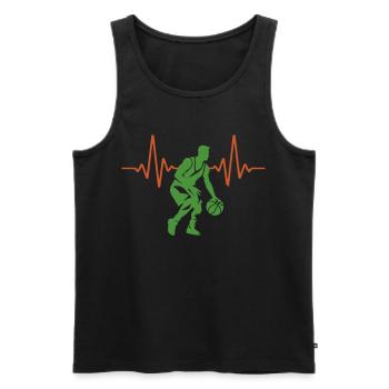 ECG Heartbeat Basketball Pulse | Couleurs changeantes - Débardeur bio Premium Homme - noir - Devant - Michal (187cm)