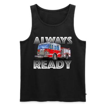 The fire brigade, your friend and helper - Men's Premium Organic Tank Top - black - Front - AI Model Male 178 light (178cm)
