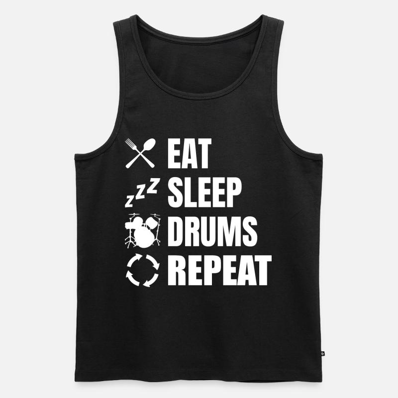 Eat Sleep Drums Repeat - Männer Premium Bio Tank Top - Schwarz