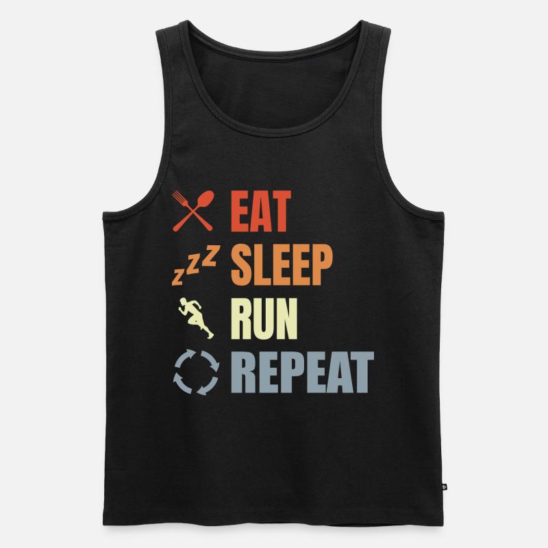 Manger, dormir, courir, répéter - Débardeur bio Premium Homme - noir