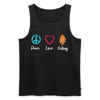 Peace Love Fishing - Men's Premium Organic Tank Top - black - Front - AI Model Male 178 light (178cm)