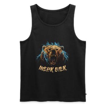 Bär brüllt Mehr Bier - Männer Premium Bio Tank Top - Schwarz - Vorne - Michal (187cm)