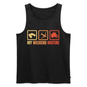 Meine Wochenendroutine - Männer Premium Bio Tank Top - Schwarz - Vorne - AI Model Male 178 light (178cm)