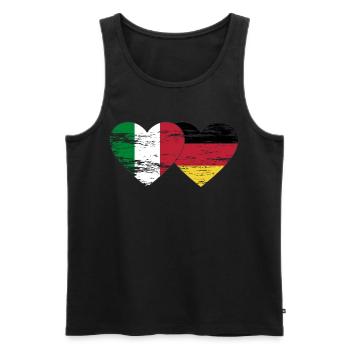 Italy Germany Flag Heart used - Men's Premium Organic Tank Top - black - Front - AI Model Male 178 light (178cm)