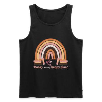 Books Are My Happy Place Bookworm Quote - Men's Premium Organic Tank Top - black - Front - AI Model Male 178 light (178cm)