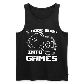 I program bugs in video games - Men's Premium Organic Tank Top - black - Front - AI Model Male 178 light (178cm)