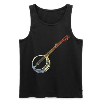Croquis de banjo vintage - Débardeur bio Premium Homme - noir - Devant - Michal (187cm)