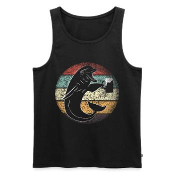Fête dauphin avec bière sur la plage - festival en octobre - Débardeur bio Premium Homme - noir - Devant - Michal (187cm)