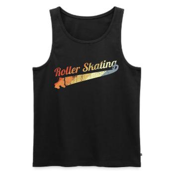 Patinage à roulettes vintage - Débardeur bio Premium Homme - noir - Devant - AI Model Male 178 light (178cm)