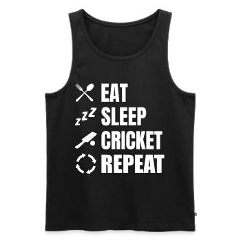 Cricket Spieler Tägliche Routine - Männer Premium Bio Tank Top - Schwarz - Vorne - AI Model Male 178 light (178cm)