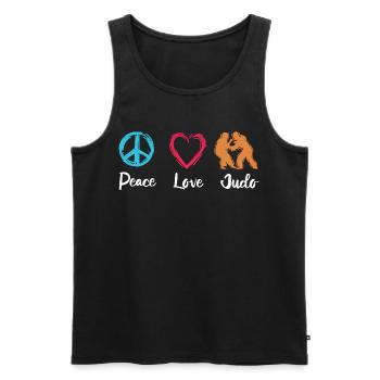 Peace Love Judo - Men's Premium Organic Tank Top - black - Front - AI Model Male 178 light (178cm)