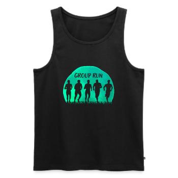 Group Run Group run in a team with grass and moon - Men's Premium Organic Tank Top - black - Front - AI Model Male 178 light (178cm)