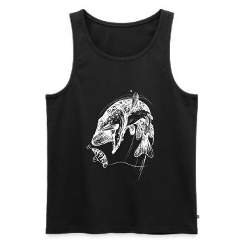 Fisch des Lebens! - Angeltshirt Hechtangriff / W - Männer Premium Bio Tank Top - Schwarz - Vorne - AI Model Male 178 light (178cm)