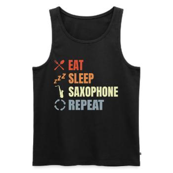 Manger dormir Répéter les saxophones - Débardeur bio Premium Homme - noir - Devant - Michal (187cm)