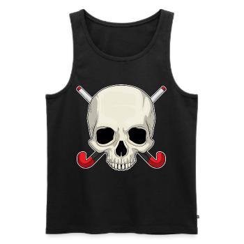 Croûte de hockey sur gazon en forme de crâne - Débardeur bio Premium Homme - noir - Devant - Michal (187cm)