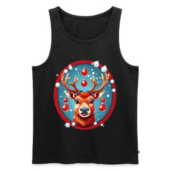 Reindeer with Christmas baubles - Men's Premium Organic Tank Top - black - Front - Michal (187cm)