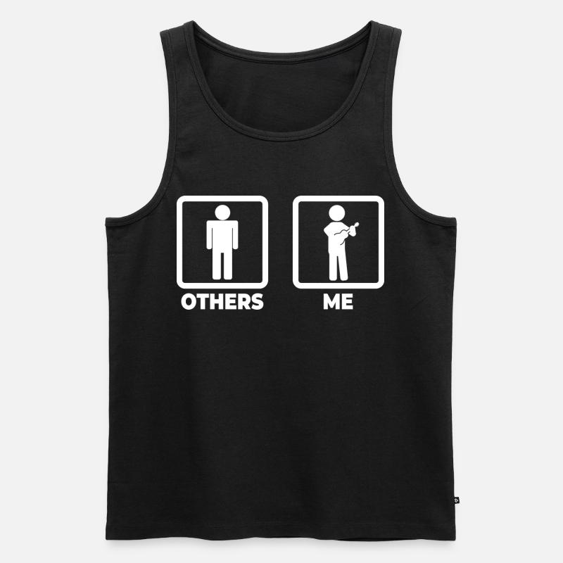 Ukulele Strichmännchen - Männer Premium Bio Tank Top - Schwarz