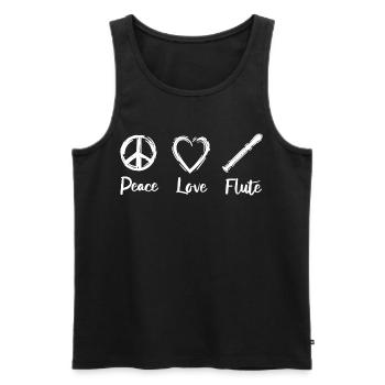 Peace Love Flute - Männer Premium Bio Tank Top - Schwarz - Vorne - Michal (187cm)