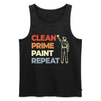 Clean Prime Paint Repeat - Men's Premium Organic Tank Top - black - Front - AI Model Male 178 light (178cm)