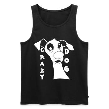 Chien fou en blanc - Débardeur bio Premium Homme - noir - Devant - Michal (187cm)