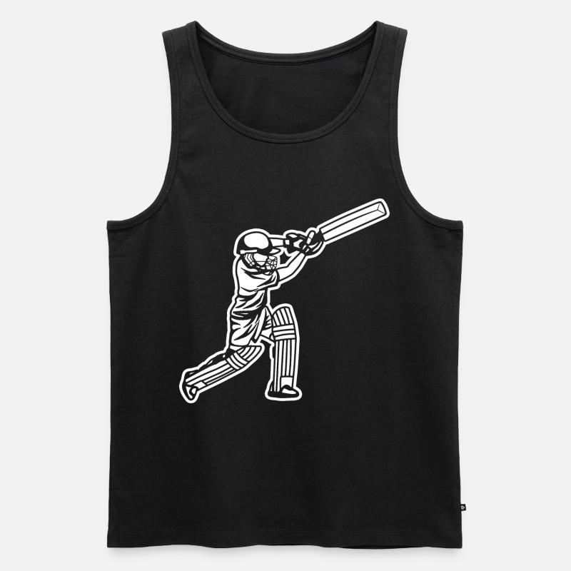 Kleiner Cricket Spieler - Männer Premium Bio Tank Top - Schwarz