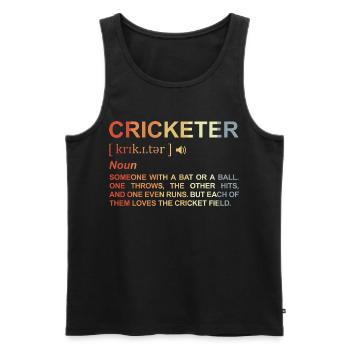 Dictionnaire du joueur de cricket - Débardeur bio Premium Homme - noir - Devant - AI Model Male 178 light (178cm)