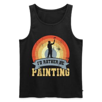 I’d Rather Be Painting - Männer Premium Bio Tank Top - Schwarz - Vorne - AI Model Male 178 light (178cm)