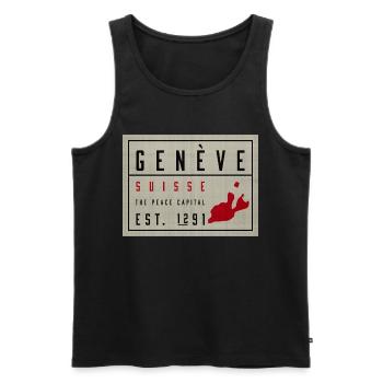 Genève Suisse Friedenskapital Vintage - Männer Premium Bio Tank Top - Schwarz - Vorne - AI Model Male 178 light (178cm)