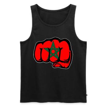 Marokko Flagge Hand Faust - Männer Premium Bio Tank Top - Schwarz - Vorne - Michal (187cm)