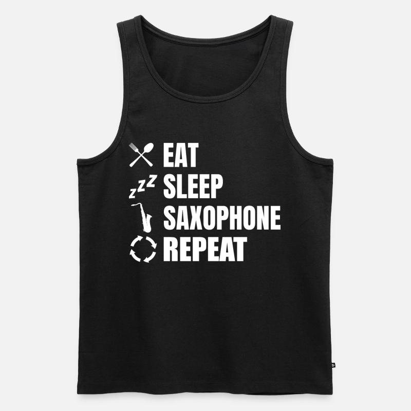 Eat Sleep Saxophone Repeat - Männer Premium Bio Tank Top - Schwarz