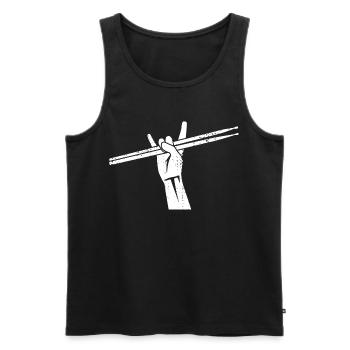 Schlagzeuger Rockmusik - Männer Premium Bio Tank Top - Schwarz - Vorne - Michal (187cm)