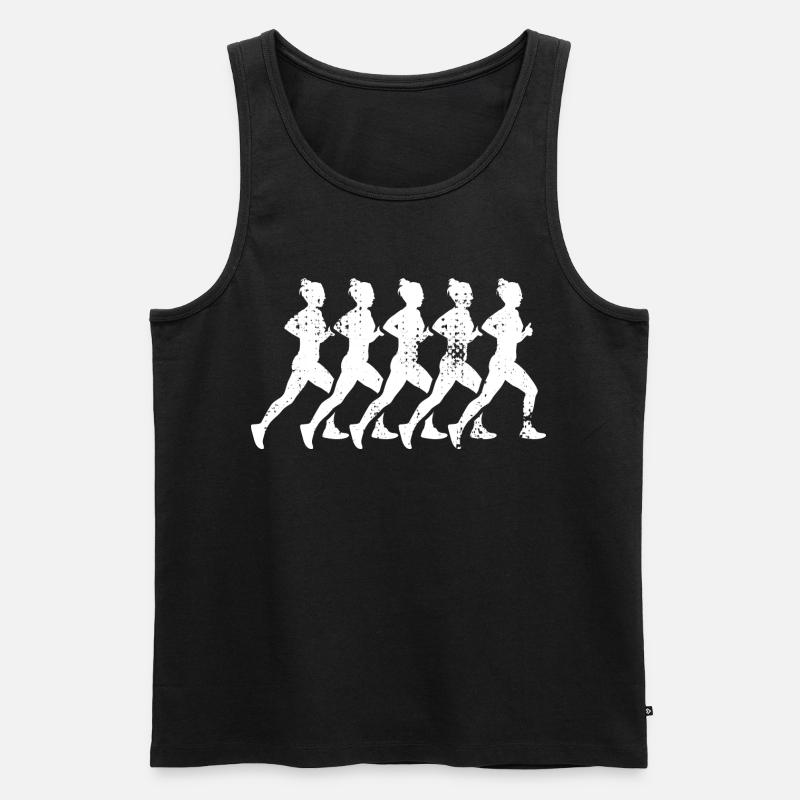 Laufende Mädchen - Männer Premium Bio Tank Top - Schwarz