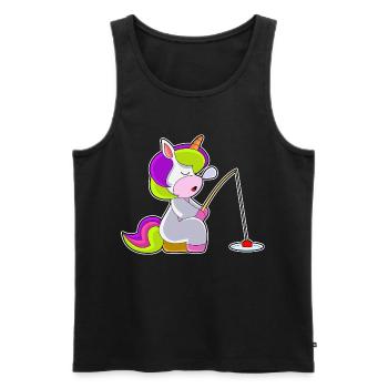 Canne à pêche licorne pêcheur Canne à pêche - Débardeur bio Premium Homme - noir - Devant - Michal (187cm)