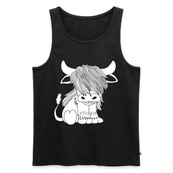 Weiße langhaarige Kuh - Männer Premium Bio Tank Top - Schwarz - Vorne - Michal (187cm)