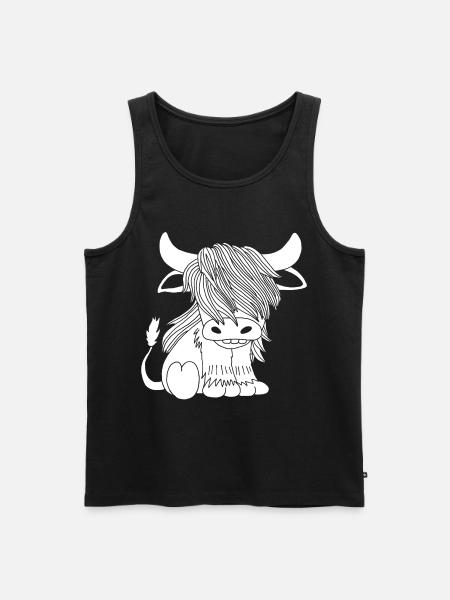 White long-haired cow - Men's Premium Organic Tank Top - black