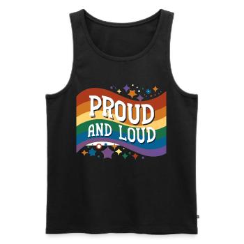 Proud and Loud - Men's Premium Organic Tank Top - black - Front - AI Model Male 178 light (178cm)