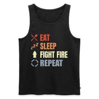 Eat Sleep Fight Fire Repeat - Men's Premium Organic Tank Top - black - Front - Michal (187cm)