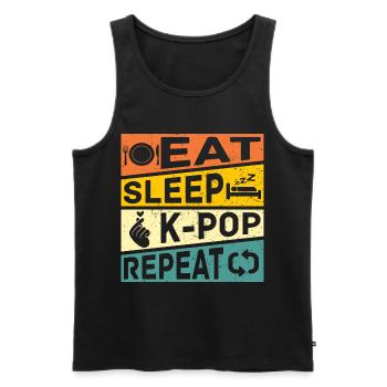 Eat Sleep K Pop Repeat Retro K Pop - Men's Premium Organic Tank Top - black - Front - AI Model Male 178 light (178cm)