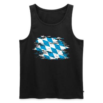 Bayern Flagge used - Männer Premium Bio Tank Top - Schwarz - Vorne - Michal (187cm)